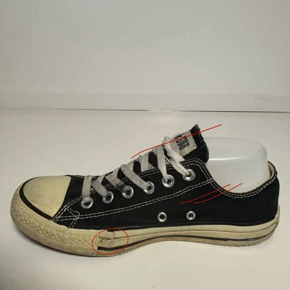 Converse Chuck Taylor All Star Distressed Low Top Black Sneakers Men 6 Women 8